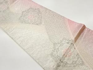 華紋に曲線・菱模様織出し袋帯